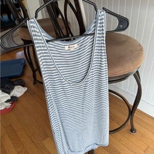 Madewell Light Blue and White Striped Tank Top